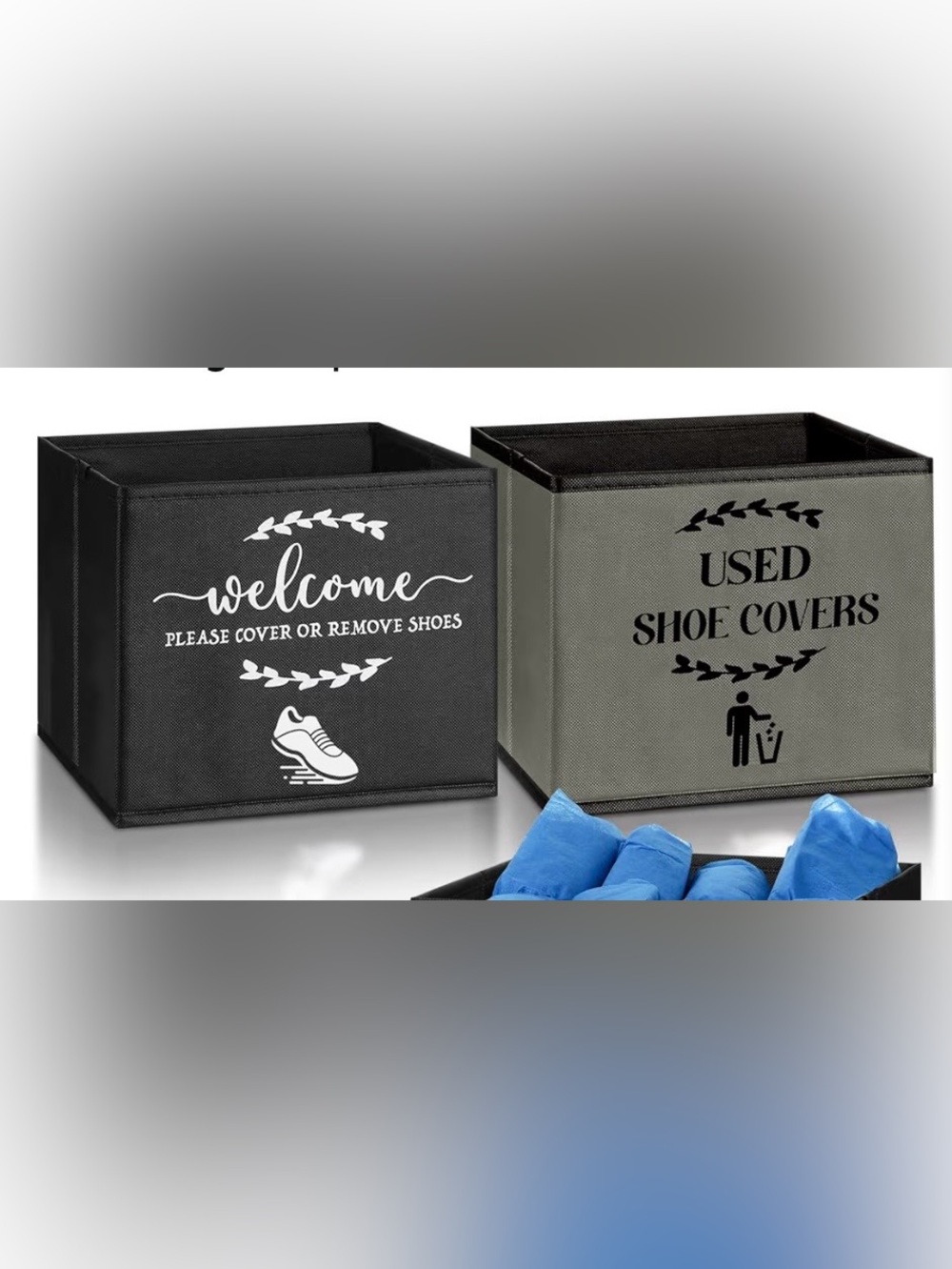 2-Piece Foldable Shoe Shoe Cover Holders Black and Gray